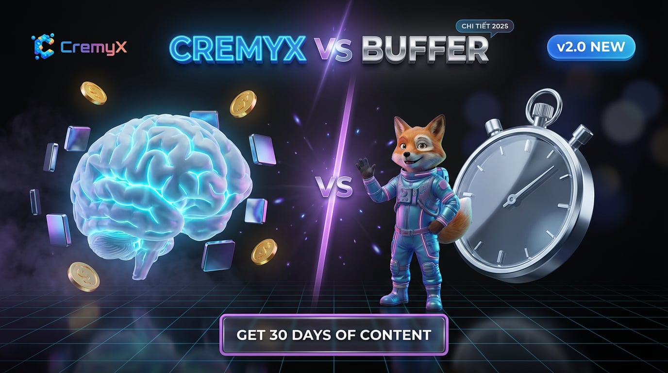 CremyX vs Buffer: So Sánh Chi Tiết 2026 | AI Marketing vs Lập Lịch
